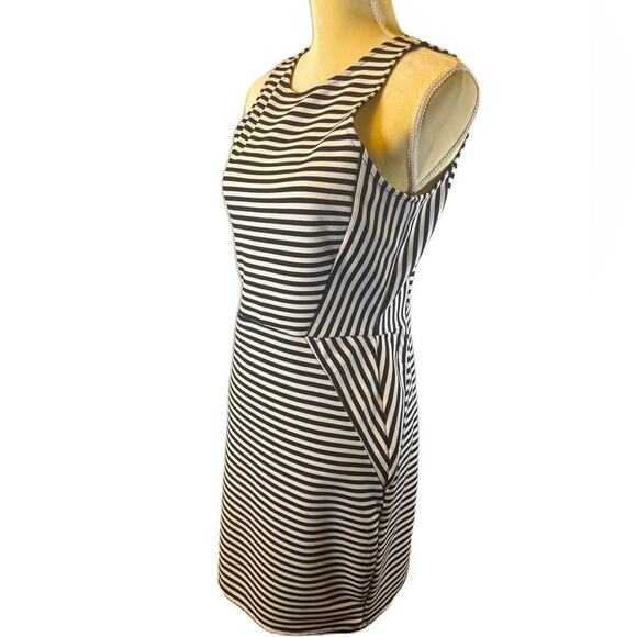 Monteau Navy White‎ Stripe Dress Size L - Picture 4 of 6
